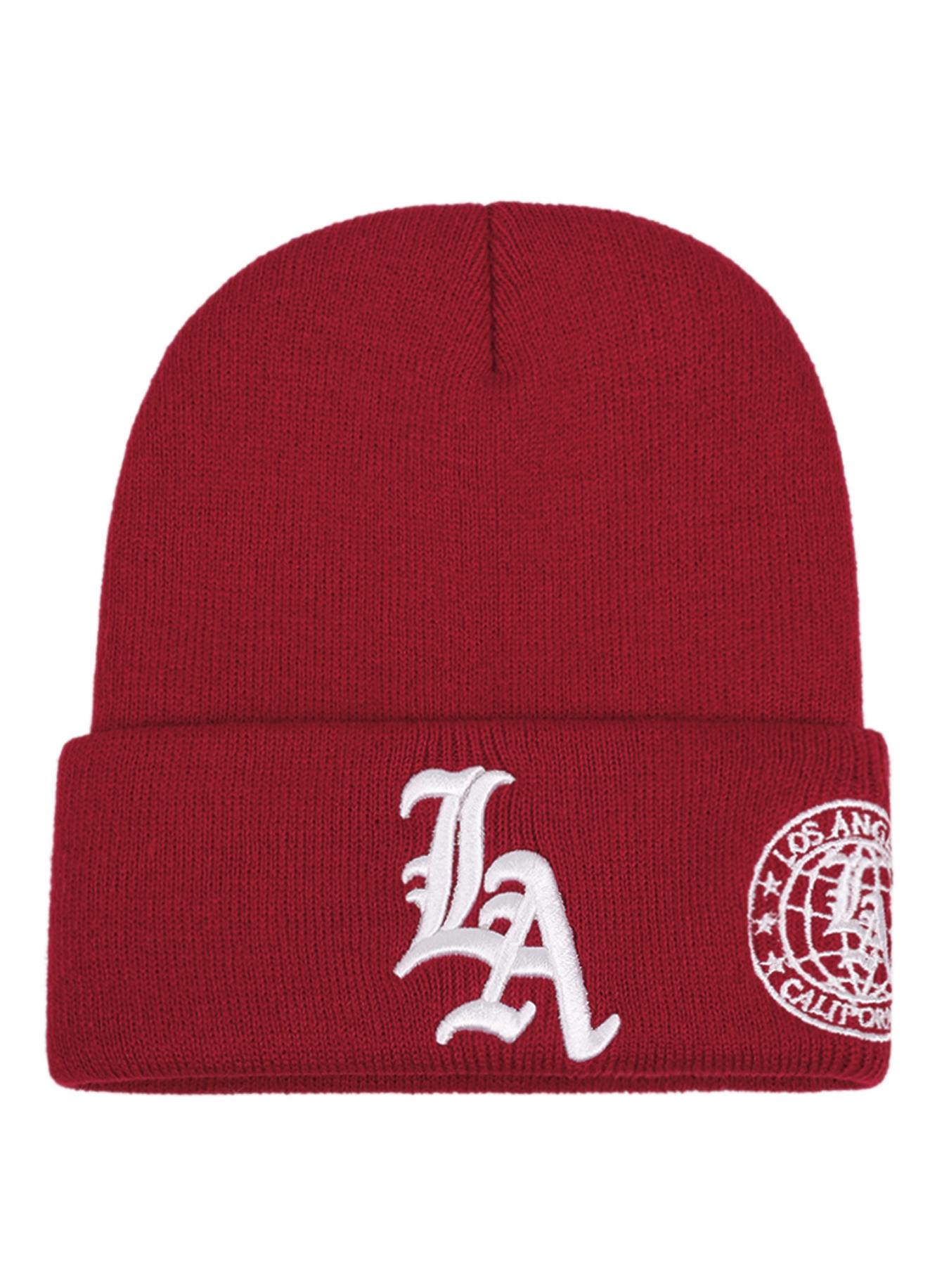 2025 New Men's LA Letter Side Earth Embroidery Winter Windproof Warm Outdoor Sports Hat Soft Bean Hat Casual Wool Hat Soft Beret Multi functional Hip Hop Knitted Hat Beanie Fitted