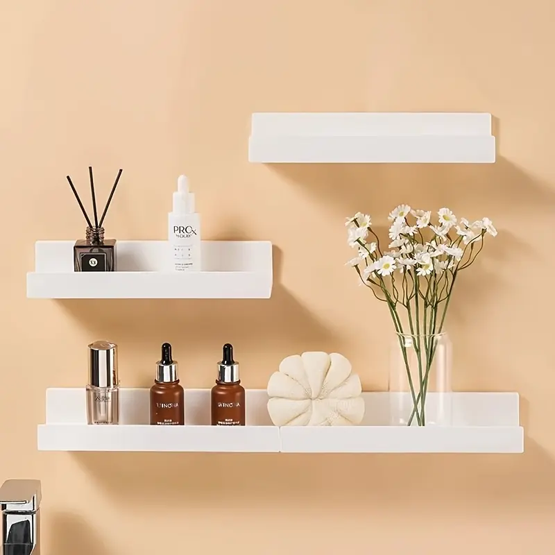 3pcs Transparent Acrylic Hanging Wall Shelves - Modern Minimalist Bathroom Storage Box - Ideal for Storing and Displaying Personal Care Products, Bathroom Shelves | Simple Shelves | Adjustable Shelves, Functional Shelves