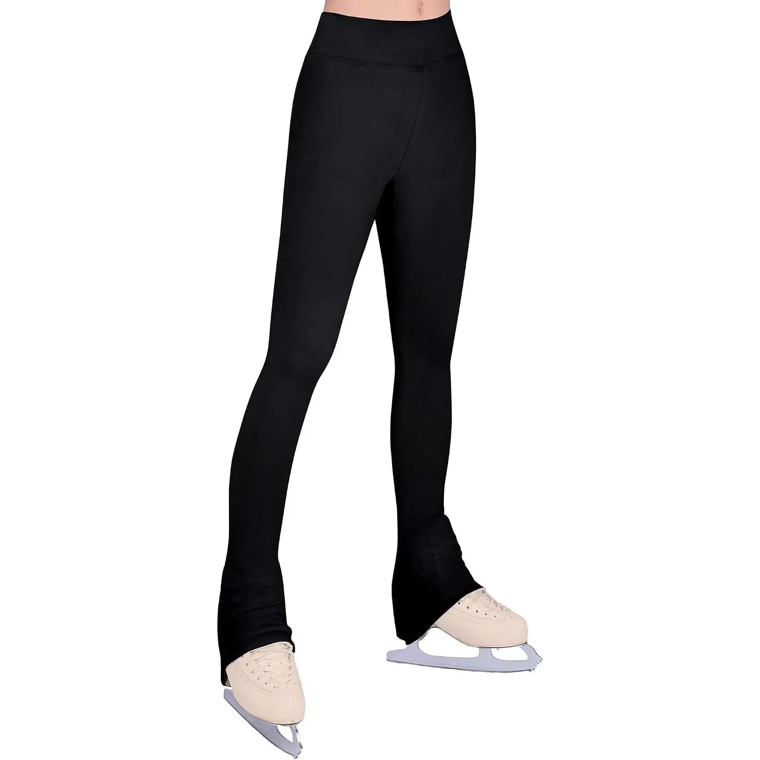 Girls Ice Skating Pants High Waist Leggings 5-16 Years Old Soft Seamless Warm Bell Bottoms for Kids Teens Competition
