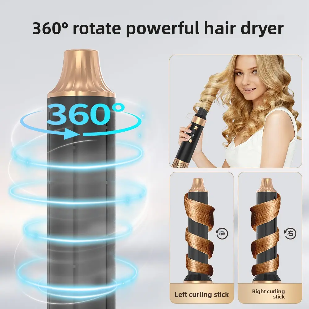 Multifunctional Hair Dryer Comb Set, Straightening and Curling Styling Device, Automatic Curling Wand, 6-in-1 Hot Air Comb