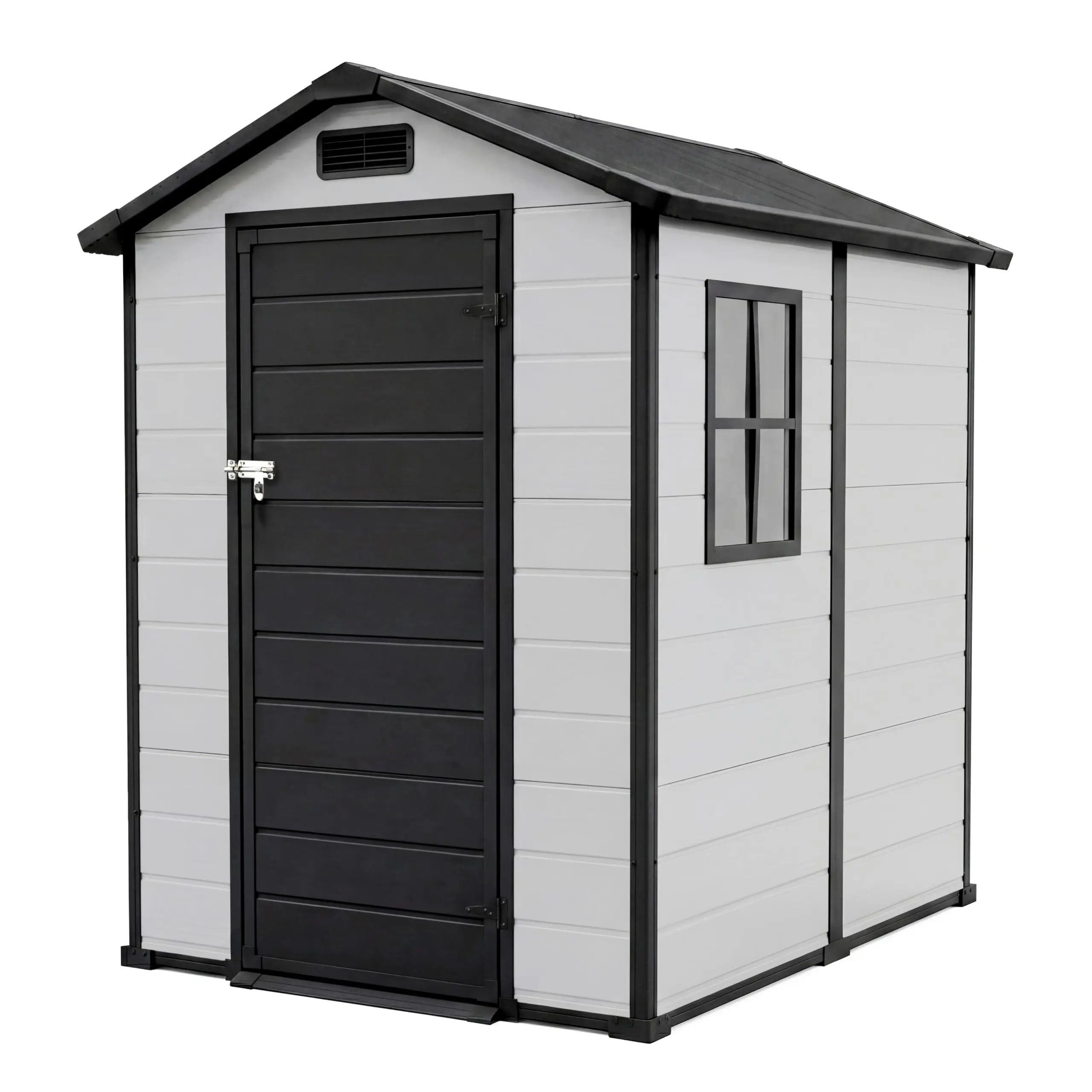 Maximize Your Yard Space! 4x6 FT Resin Storage with Floor, Window & Lockable Door to Store Bikes & Lawn Tools