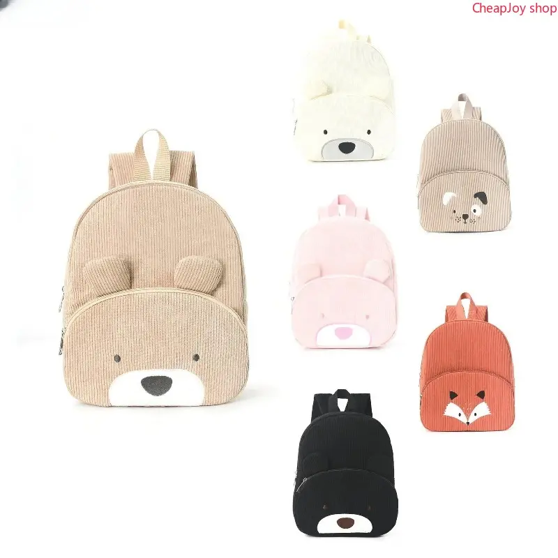 2026 Kawaii Bear Corduroy Backpack for Women & Teens, Cute Plush Aesthetic School Bag, Harajuku Soft Girl Lightweight Backpacks for School, Travel, Teen Girl Gifts