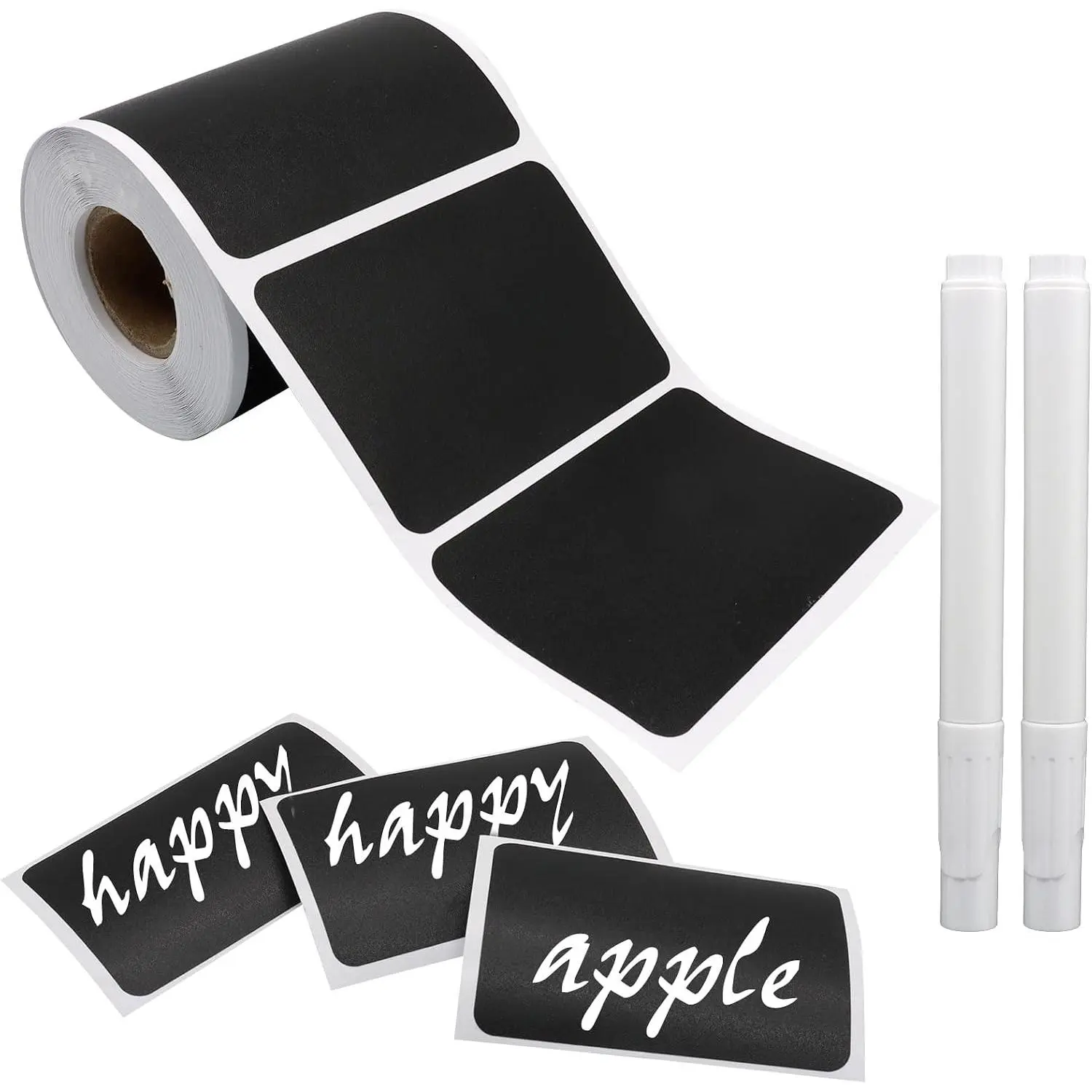 Wavy Chalkboard Labels, 180 count | Erasable & ,  Stickers, Liquid Chalk Pen Included, For Jars,  & Craft Rooms