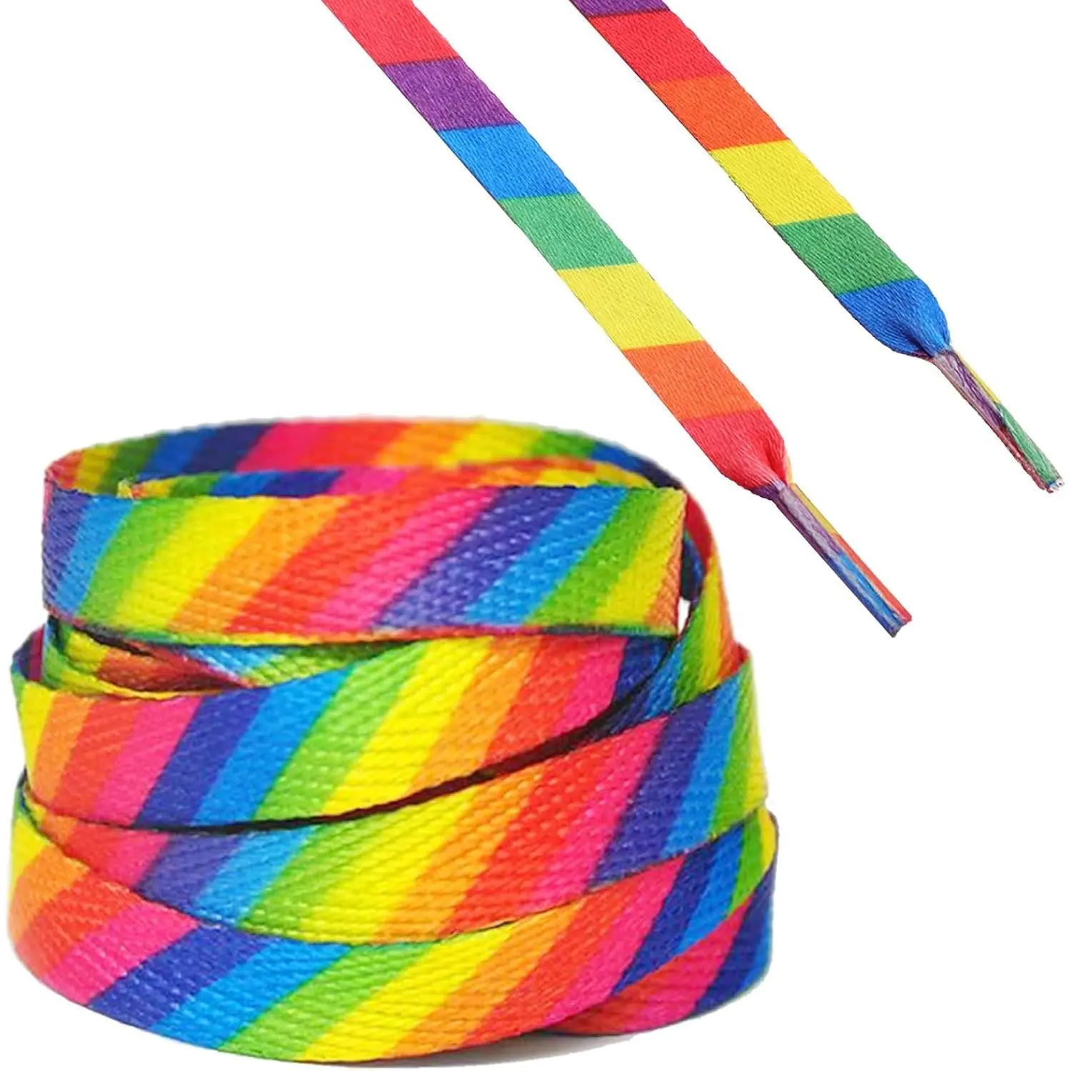 Rainbow Shoelaces - Colorful Diagonal Shoe Laces - Durability & Strikingly Trendy