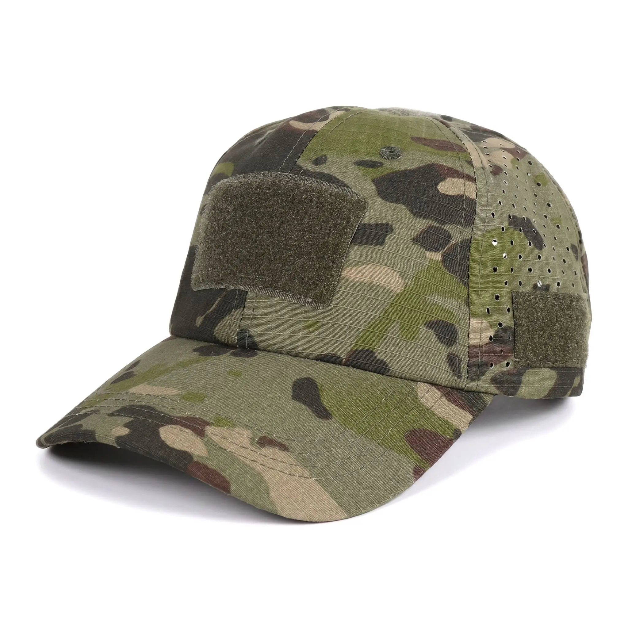 Men's Tactical Camouflage Operator Cap - Breathable Laser-Cut Mesh Baseball  with Velcro Panels for Morale Patches, Outdoor Sports Sun  for Hunting & Airsoft