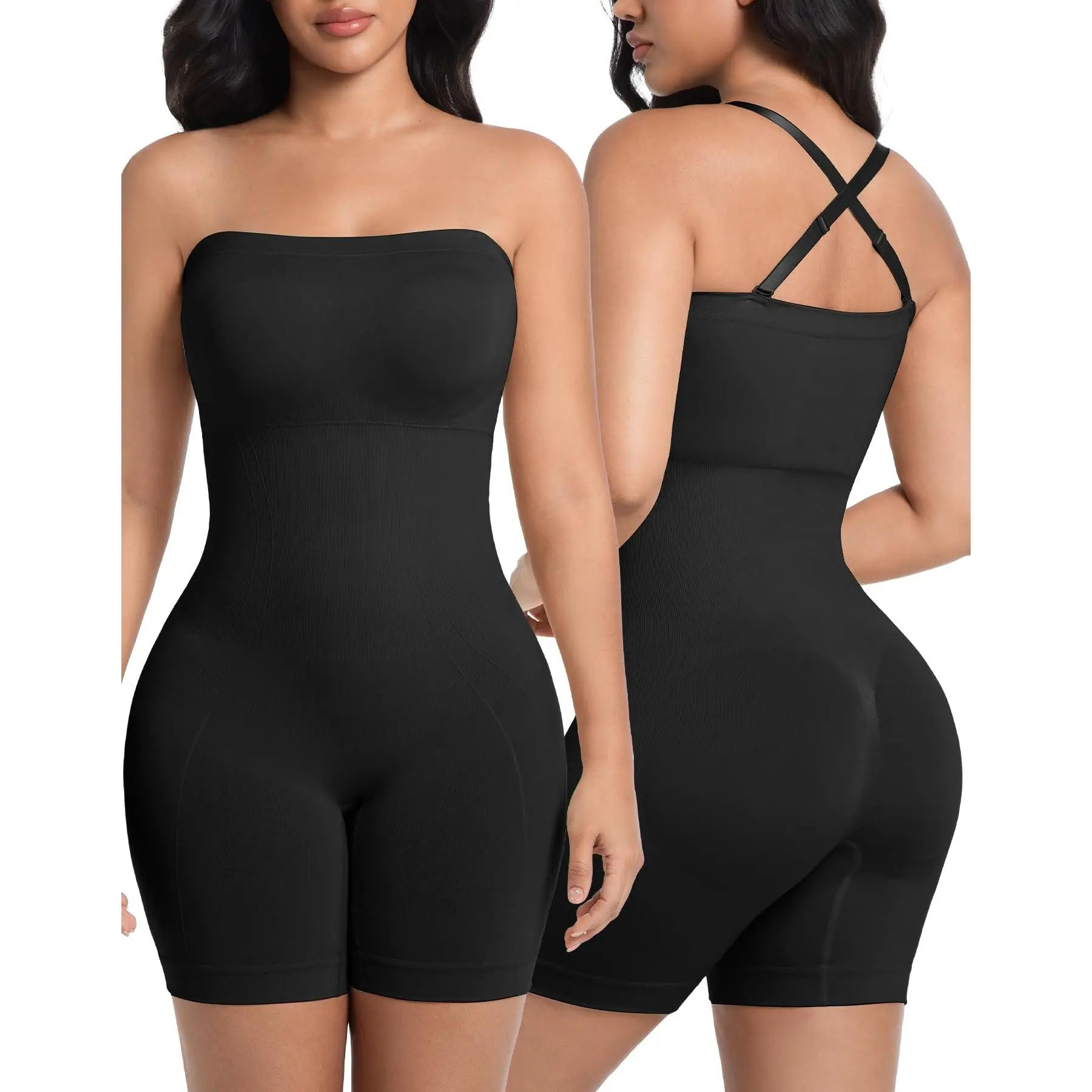 Women's Strapless Shapewear Bodysuit, Seamless Faja Style Waist Trainer with Built-in Bra for Tummy Control & Body Contouring, Casual, Waist Trainers, Shapewear For Women, Bodysuit For Women