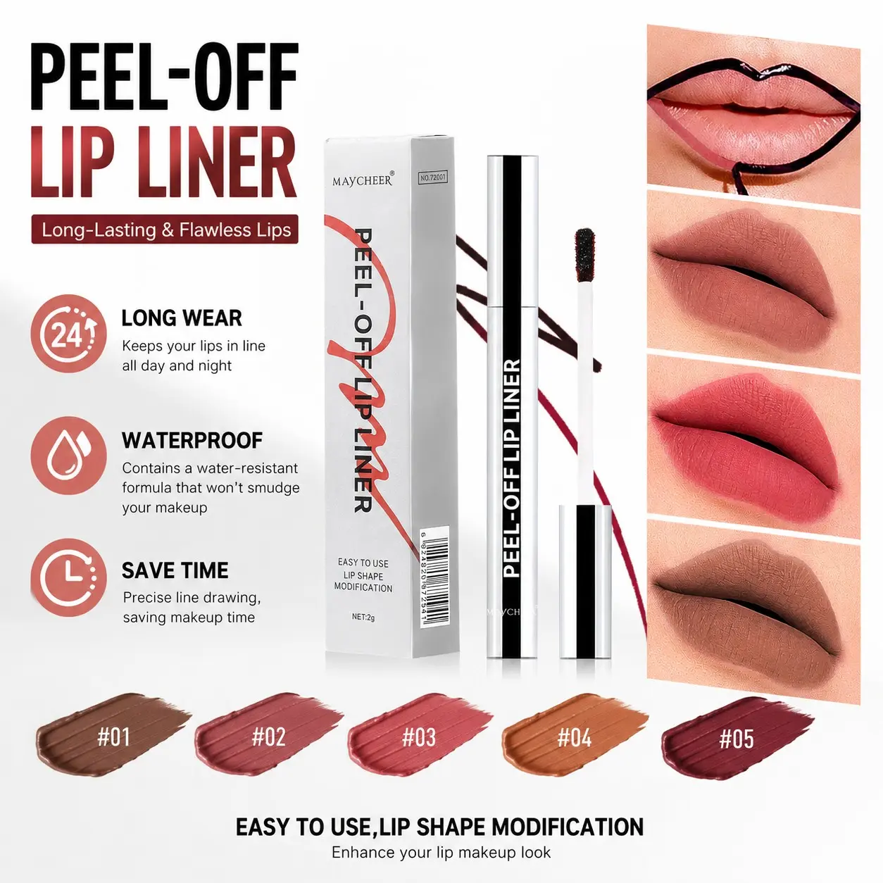 Peel off Lip Stain, Long Lasting Waterproof Lip Tint, Lipstick, Hyaluronic Acid & Vitamin E, Transfer Proof Matte Finish, Vegan & Cruelty-Free