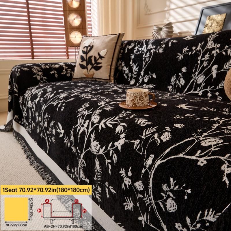 Plant Leaf Pattern Chenille Sofa Cover, 1 Count Soft Slipcover Protector for Living Room Couch, Sofa Decoration Supplies#TOP PICKS