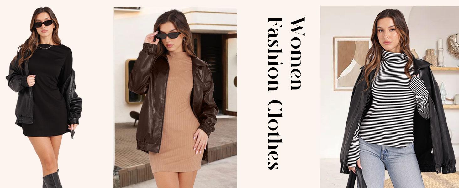 Leather Jacket Women Faux Oversized Motorcycle Bomber Coats 2025 Fall Fashion Outfits Winter Clothes