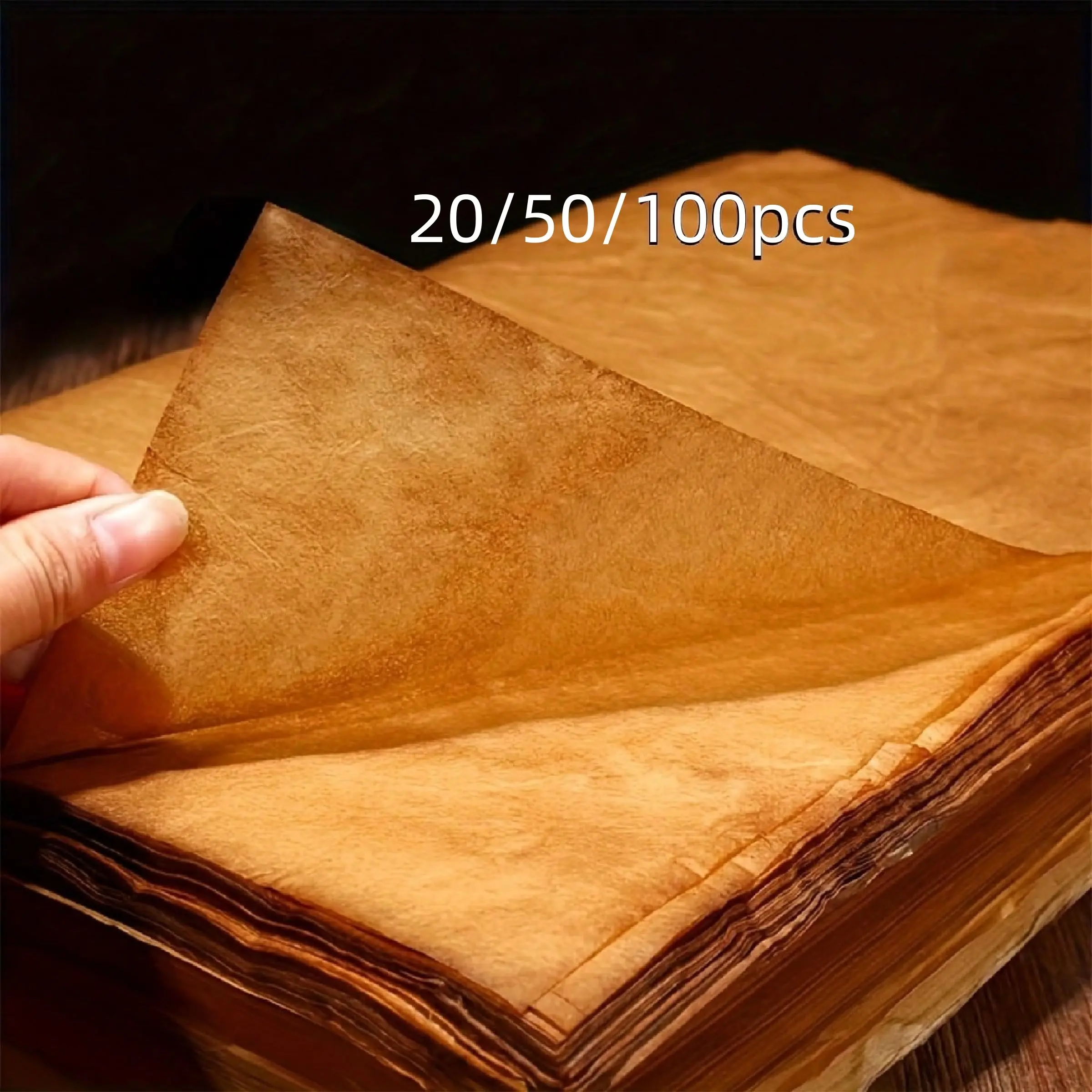 Antique-Style Cicada-Wing Calligraphy Paper, Handmade Semi-Transparent Loose-Leaf Sheets, Tear-Resistant & Ink-Holding, Artistic Writing, Office Stationery, Art Craft Paper, Art Materials, Stationery Supplies