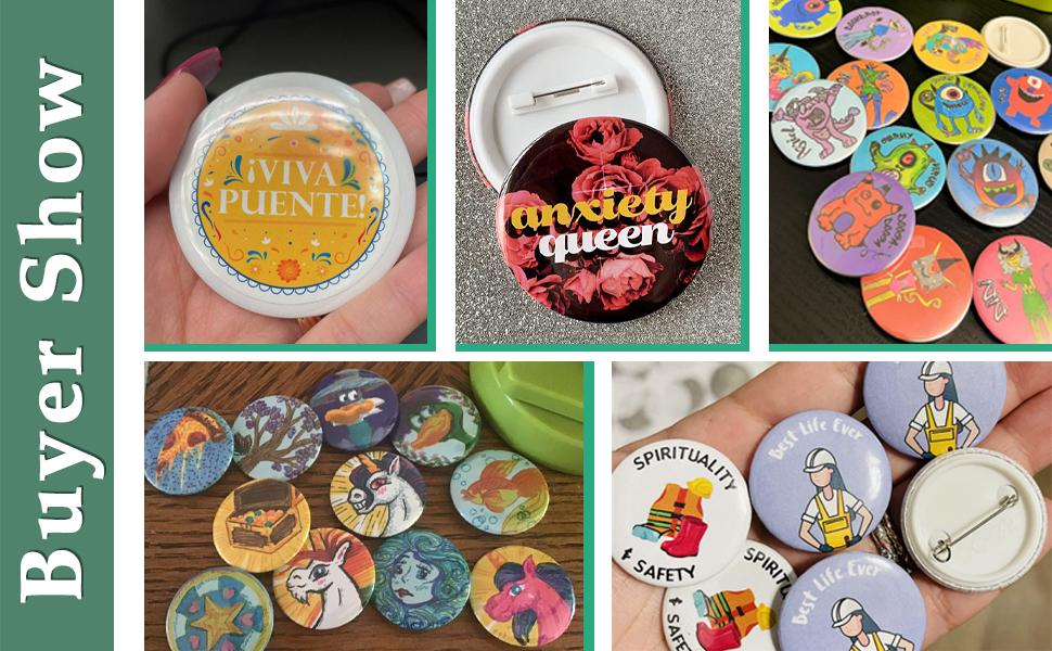 Button Maker Machine Multiple-Sizes - Pin Maker Machine 1.25 inch+2.25 inch, Interchangeable Button-models Badge Button Press Machine with 200 Sets 32+58mm Button Maker Supplies&Circle