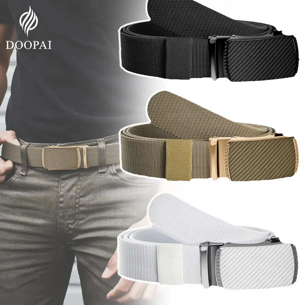 DOOPAI Polyester Adjustable Unisex Belt - 1PC Braided Unisex Wear Belt with Adjustable Metal Auto Buckle, Elastic Stretch, Breathable Design, Multi-Size Fashion Accessory for Daily Wear, Golf