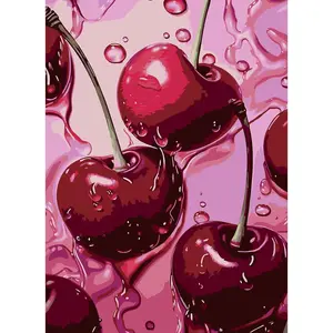 Cherry Diamond Art Kits for Adults,Cherry 5D Diamond Painting Kits for Adults Beginners,DIY Full Round Drill Diamond Dot Painting Gem Art Kits for Adult, Home Wall Decor 12x16Inch, Diamond Art Craft