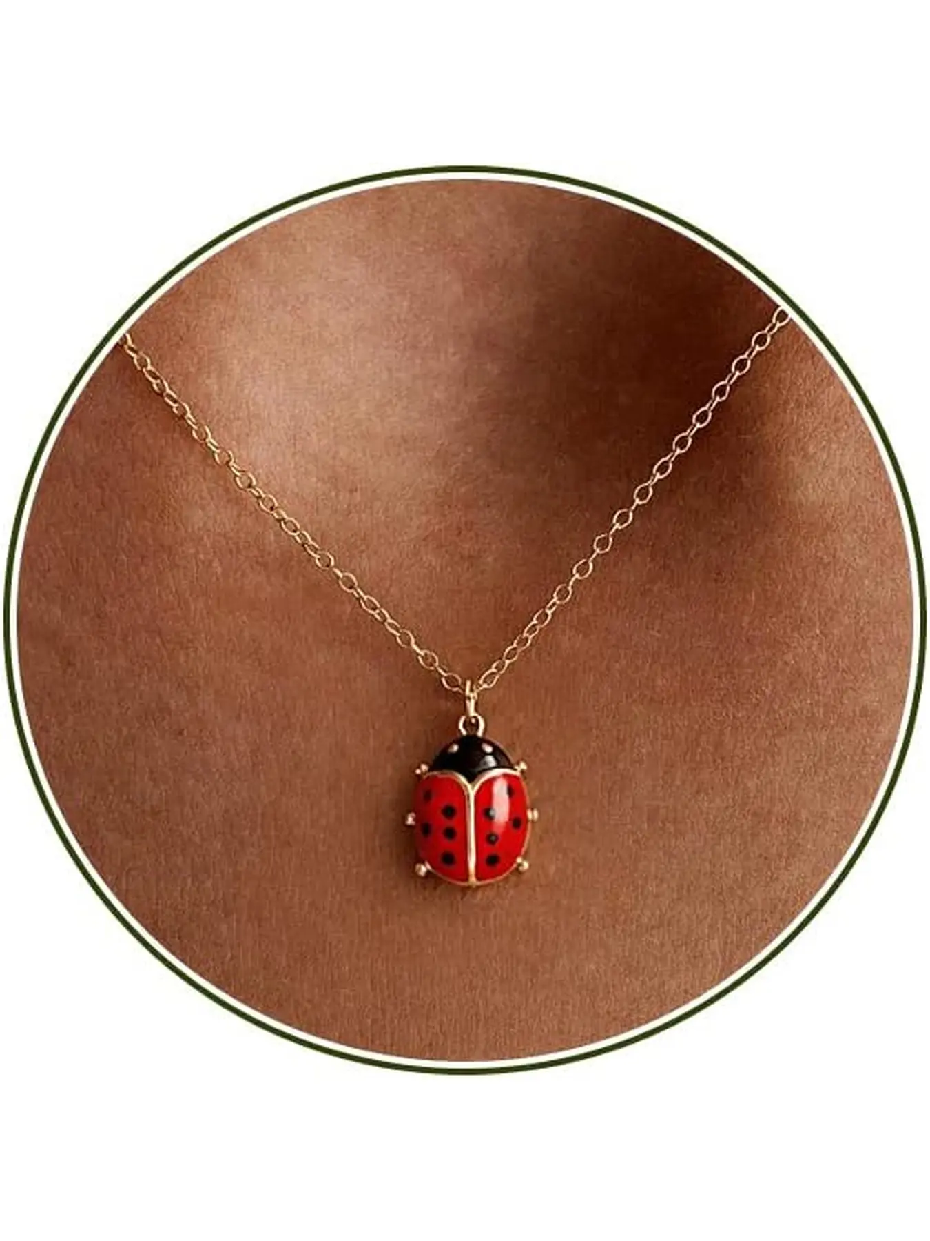 1pc Golden Necklace for Women, Golden Dainty Pendant Ladybug Necklace Simple Jewelry Gift for Women