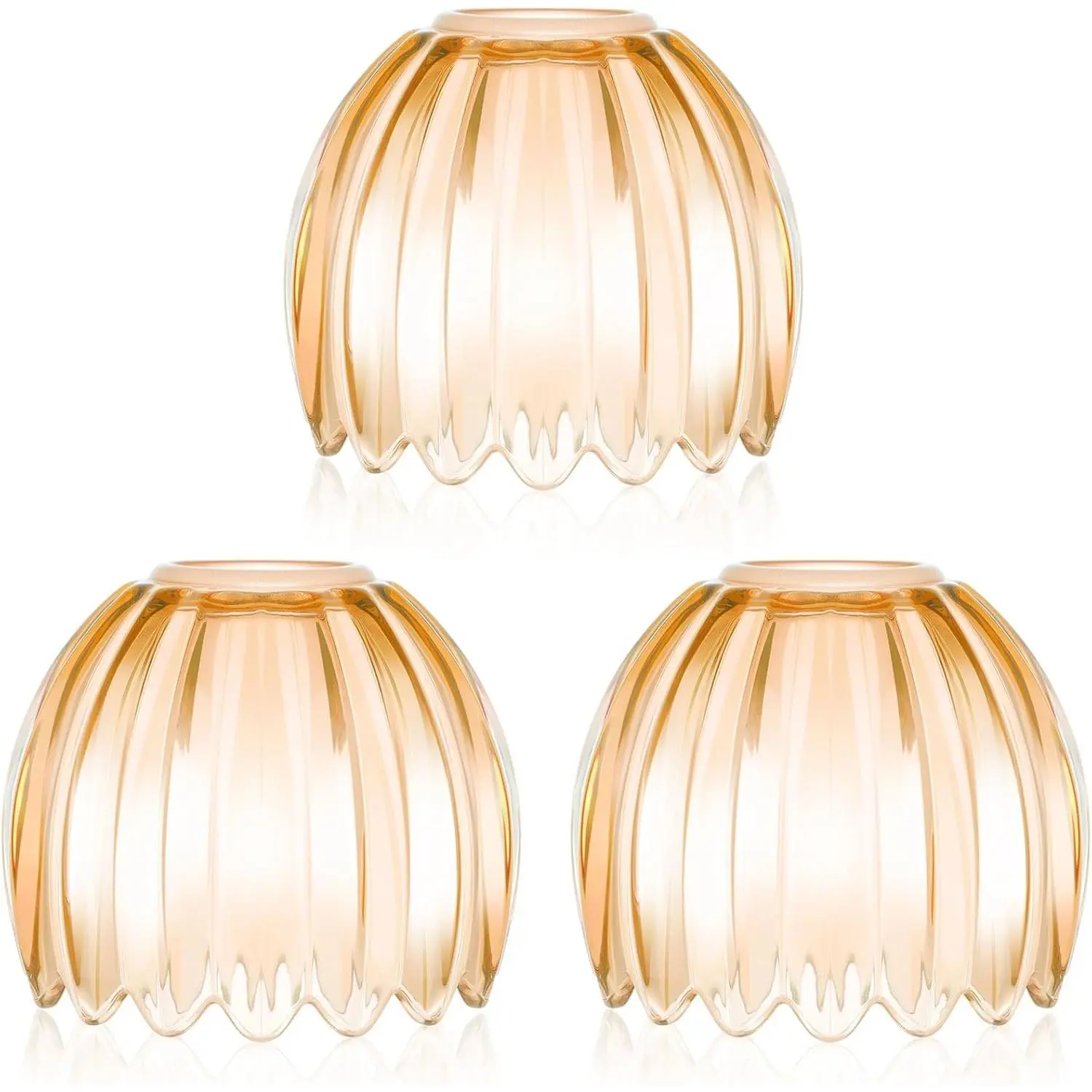 3 Pcs Glass Tulip Lamp Shades Small Flower Sconce Shade E26 Base 1.65" Top x 4.45" Dia. x 4.33" H Mini Lampshade Replacement for Floor Table Chandelier Decor Vanity Pendant Light Cover