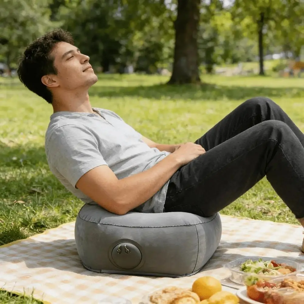 2026 New Single-Unit Portable Foldable Quick-Inflatable Air Lounge Chair for Adults - Wear-Resistant, Lightweight, ABS-Enhanced Compact Seat for Camping, Fishing, Picnic, Car Emergency with Easy Setup, Durable Design