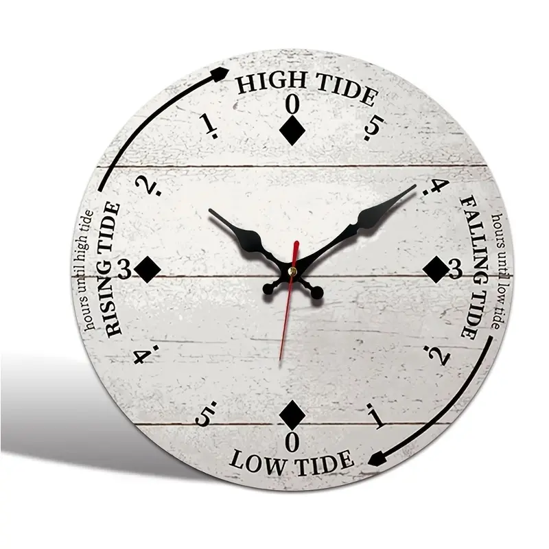 1pc round clock, Creative decorative clock, American country-style tide clock, artistic style wall clock, Analog Clock, silent quartz round acrylic clock, suitable for bedroom, living room, office, battery-powered (battery not included)