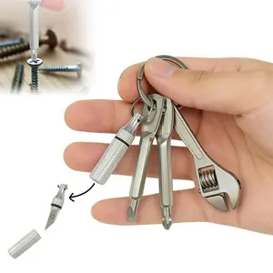 Four-In-One Brass Keychain Tool, Screwdriver, Wrench, Plier, Cutting Blade, Outdoor Cycling Camping Edc Pocket Survival Gear