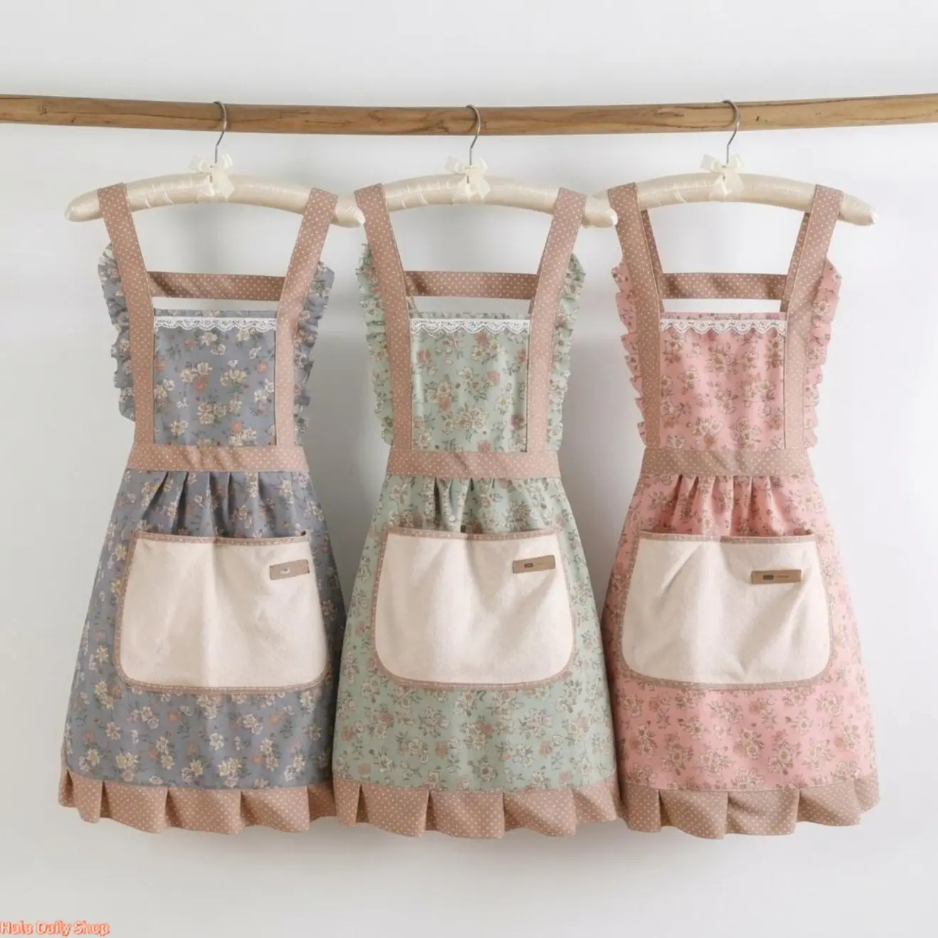 Women's 3-Pack 2026 New Korean Style Princess Dress Aprons, Cotton Fabric, Waterproof, Oil-Proof, Stain-Resistant, Breathable, Lightweight, Durable, Adjustable Fit, Casual Leisurewear for Daily Use Cooking Kitchen Work, US Design Gift