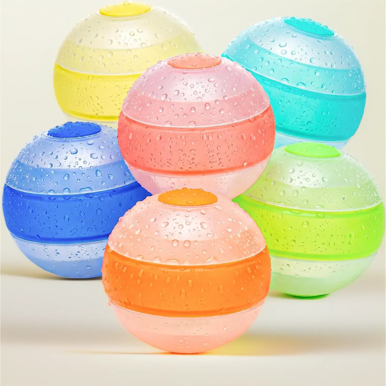 6 Pcs Reusable Water Balloons, Quick Fill Self-Seal Refillable Water Balloons – Non-Magnetic Soft Silicone Pool Beach Toys for Kids, Outdoor Summer Water Toys for Ages 3-12