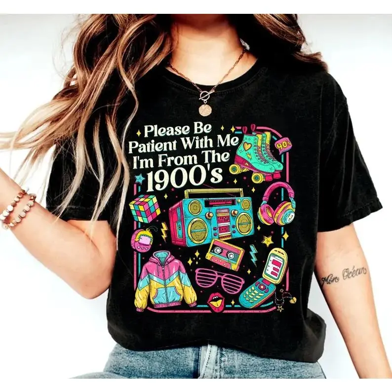 Please Be Patient With Me I'm From The 1900s Shirt, Funny 90s Throwback T-shirt, Retro Western Graphic Tees, Vintage Humor Shirts