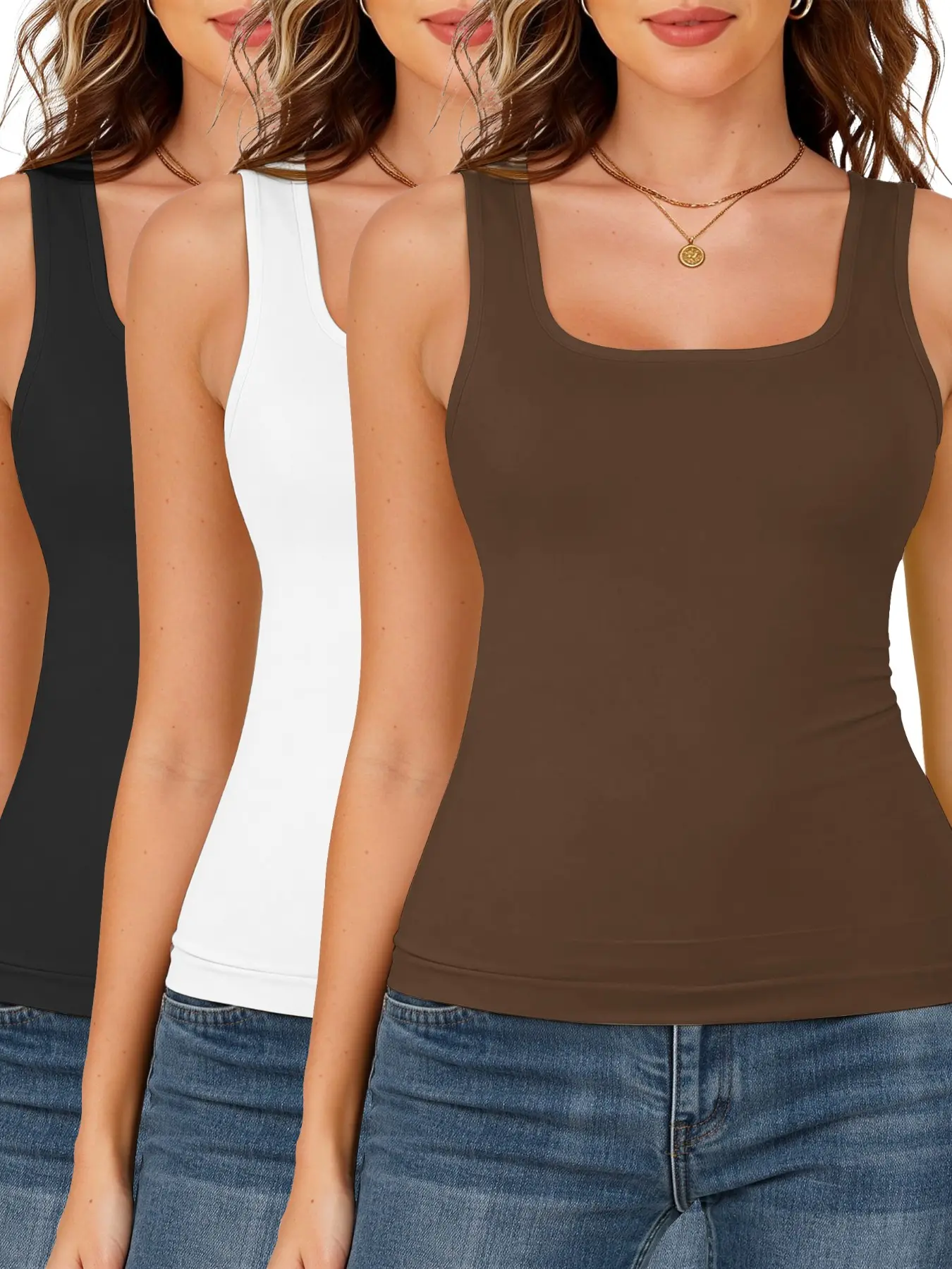 Women's Tummy Control Shapewear Tank Tops, Seamless Breathable Square Neck Compression Tops, Slimming Body Shapewear, Solid Backless Shaper
