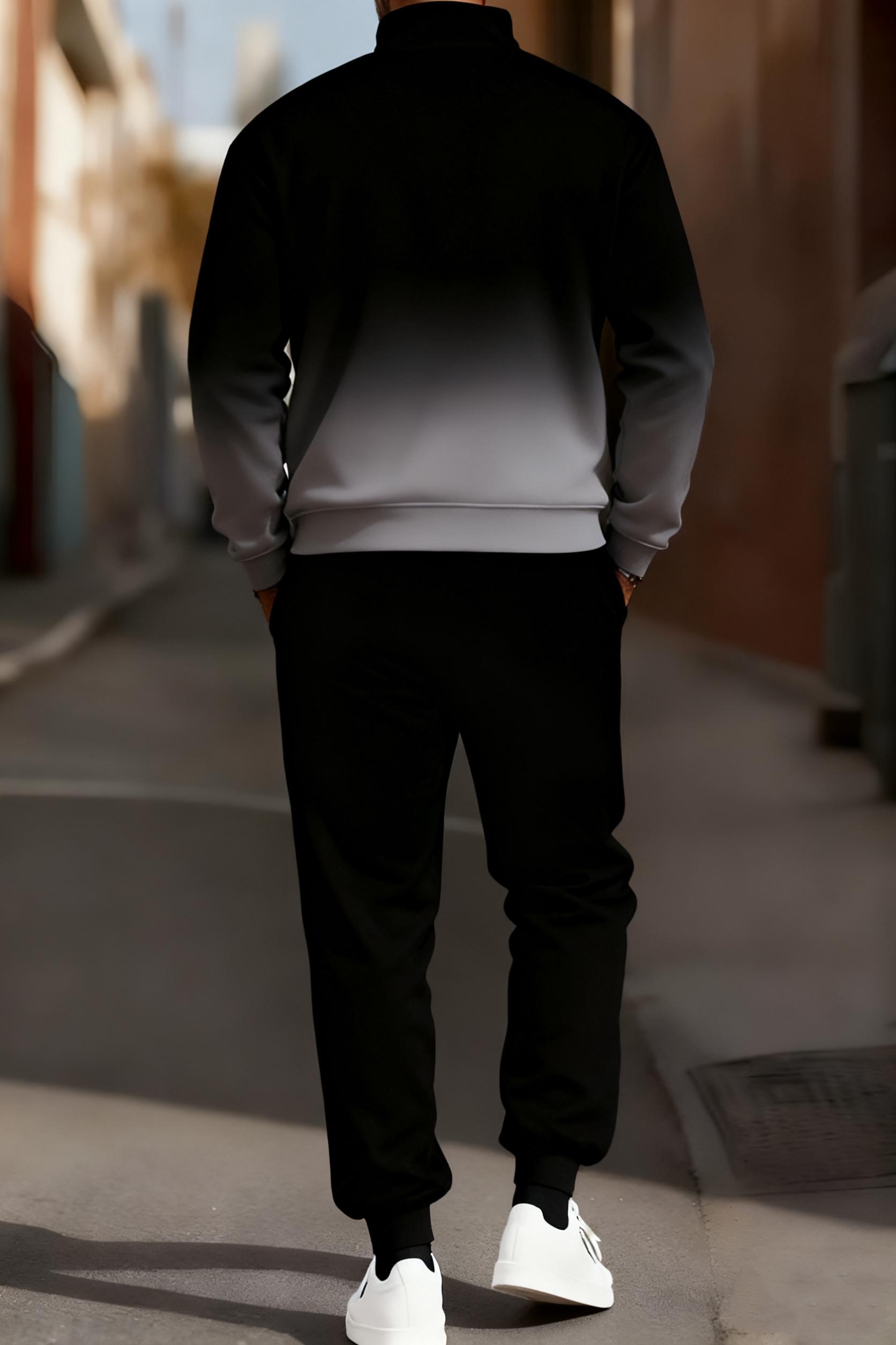 Men's fashionable two-piece set, a popular style featuring gradient and multi-colored sportswear, is here: blending street fashion with a sporty vibe, effortlessly exuding a trendy and fashionable look