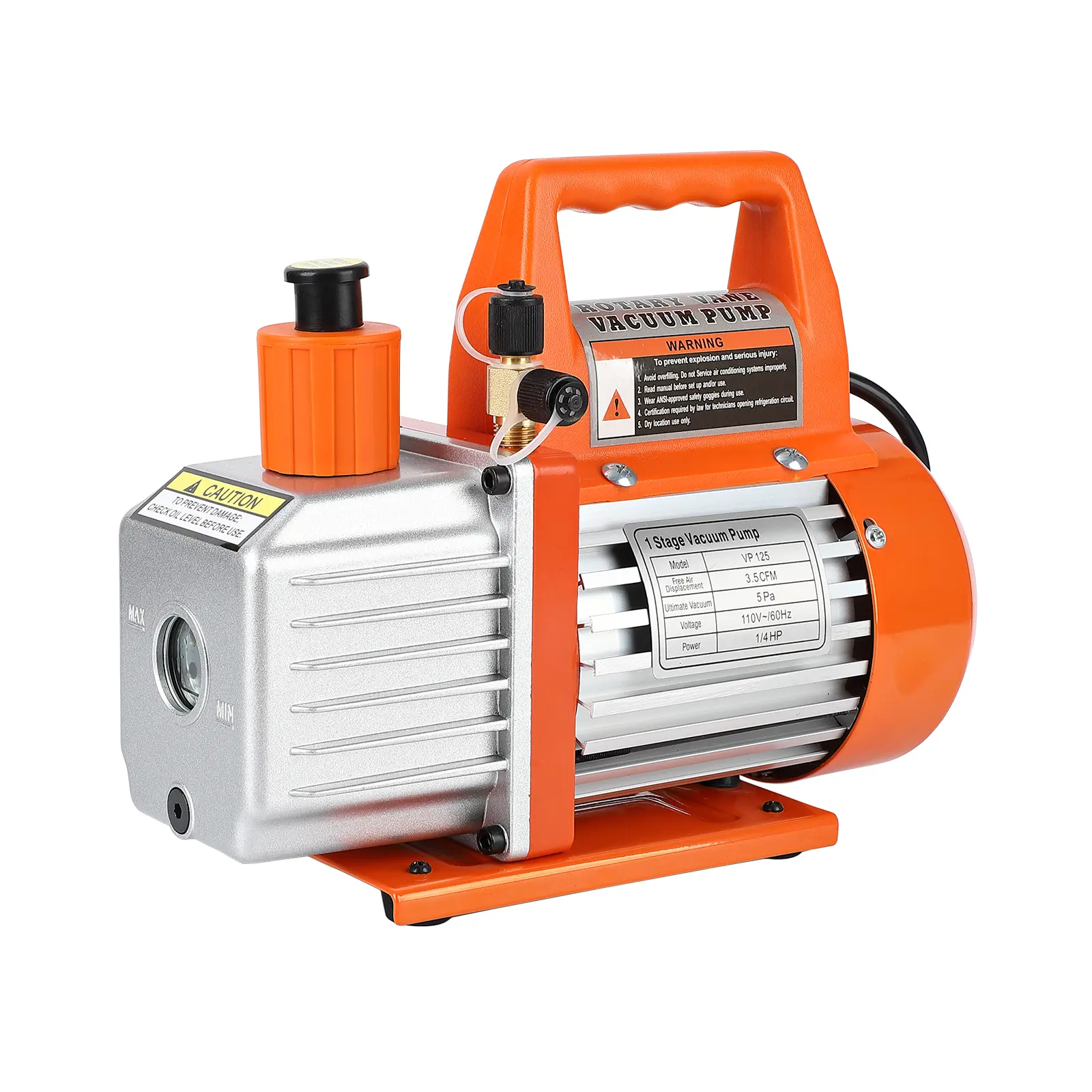New Upgraded 3.5CFM 1/4HP Single-Stage Rotary Vane Vacuum Pump 110V HVAC AC Refrigerant Recovery Tool for R134a R410a R12 R22 Automotive Air Conditioning Systems with Oil Bottle Included Power Tool Maintenance Kits
