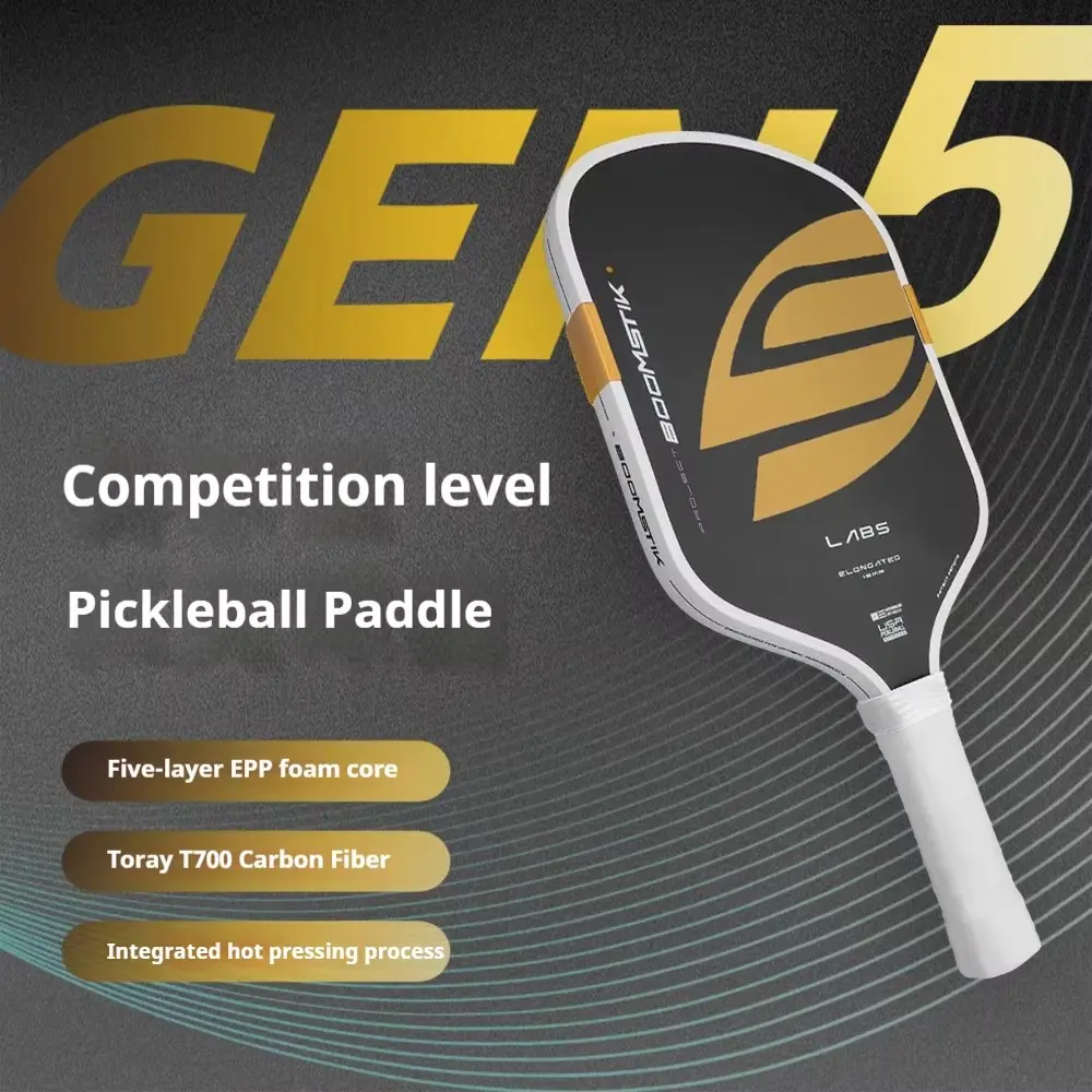 Boomstik Pickleball Paddle Set with Foam Core, Carbon Fiber T700 Surface, 16mm Thick, High Friction, Ideal for Competitive Players