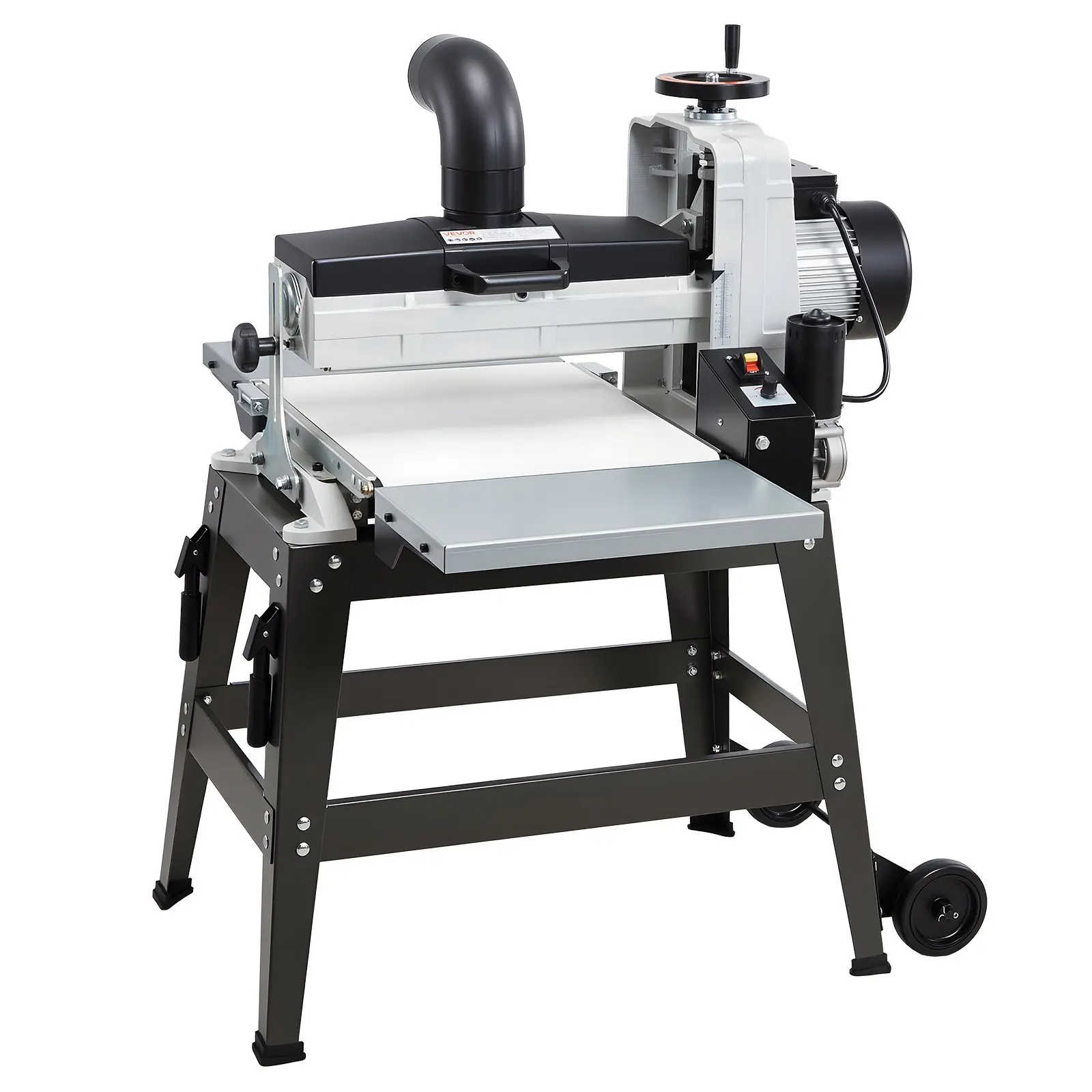 VEVOR 16" Woodworking Drum Sander with Stand Extension Tables, 1.5HP 1720RPM Dual Motors, Variable Speed Conveyor Belt, 4" Dust Collection Port for Cabinet Furniture Finishing