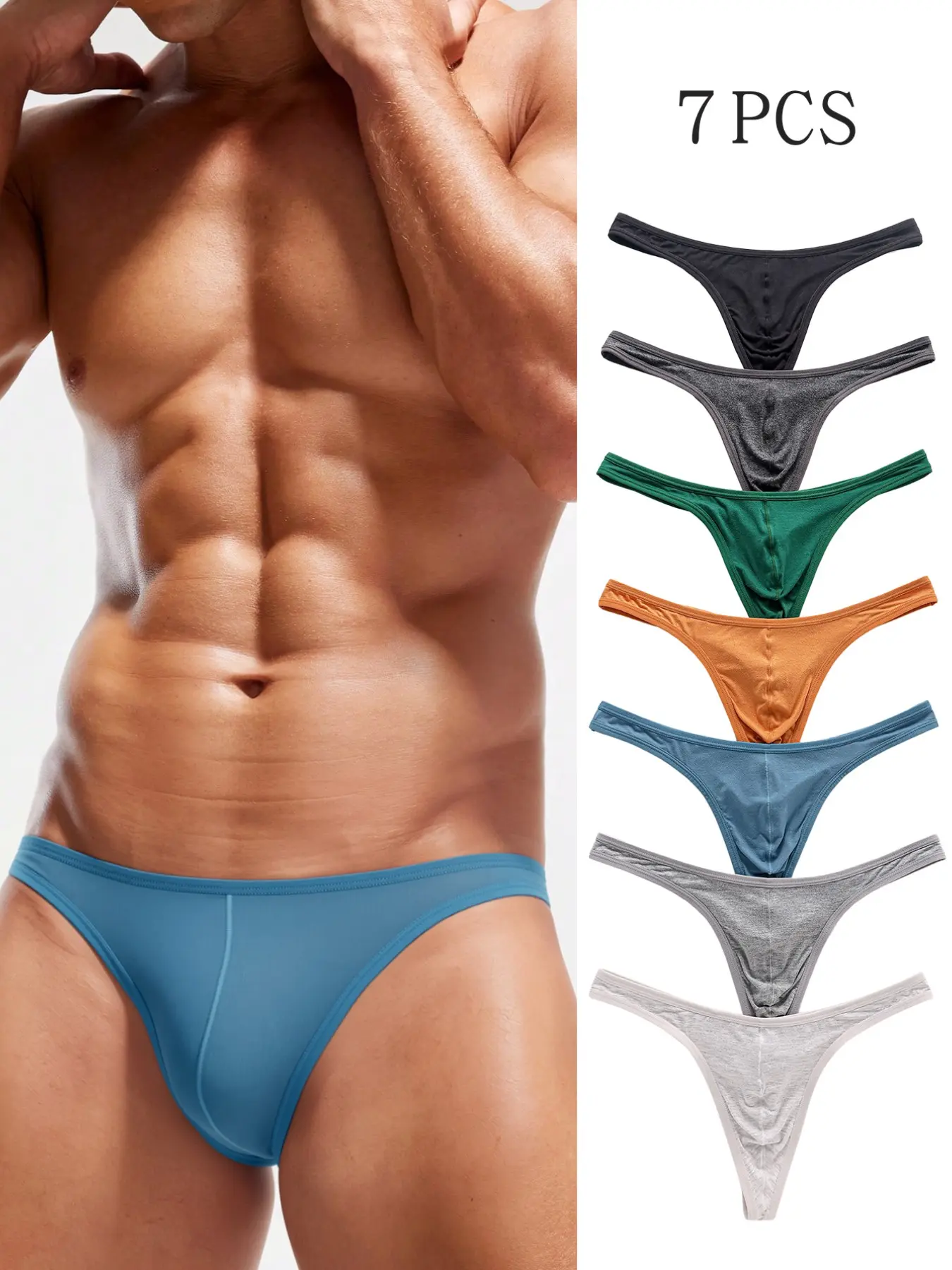 7-Pack Men's Underwear Set, New Sports Fitness Sexy Trunk, Front Back Gay Briefs, Low Stimulation, Comfortable No-Remove Design