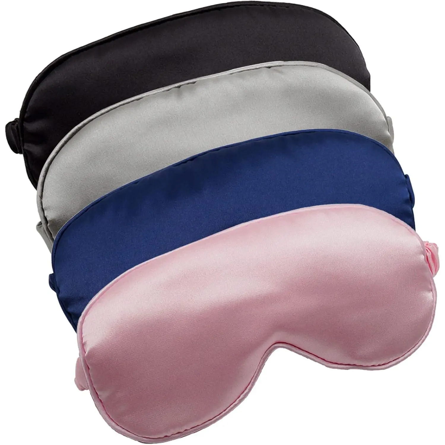 Silk Sleep Masks (4-Count), Soft Satin Eye Cover with Elastic Strap, Night Eye Shade for Women, Selfie Accessory for Mobile Phone Use