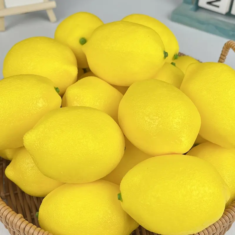 10pcs Vibrant Yellow Artificial Lemons - Realistic Faux Fruit Decor for Home And Photography Props, Perfect for Hotel And Market Displays, Lemon Kitchen Decor