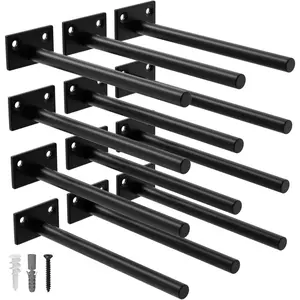 12-Pack 8 Inch Hidden Floating Shelf Brackets, Concealed Blind Shelving Supports for Wood, Invisible Coated Brackets for Kitchen, Bathroom & Study Room Decor