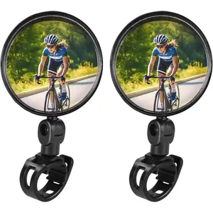 Bike Mirror, Adjustable Rotatable Handlebars Mounted Plastic Convex Mirror  Mountain Road Bikes, Bicycle Cycling Rear View Safe Mirrors