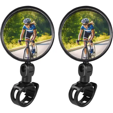 Bike Mirror, Adjustable Rotatable Handlebars Mounted Plastic Convex Mirror  Mountain Road Bikes, Bicycle Cycling Rear View Safe Mirrors