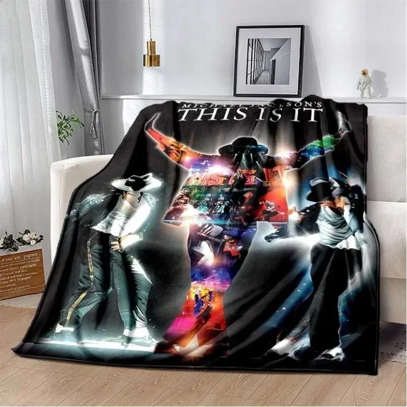 Michael Jackson Flannel Blanket King Of Pop Music Icon Retro 80s Aesthetic Soft Warm Throw For Gamer Room Decor Dorm Essential Bed Sofa Home Holiday Gift