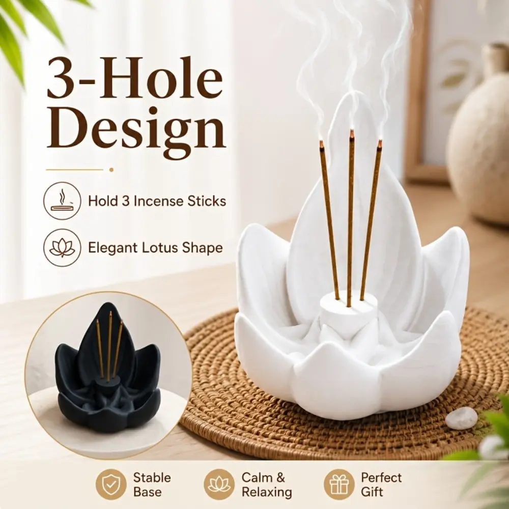 Pack of 2 Artistic Lotus‑Shape Aromatherapy Incense‑Burning Ornament Set, Elegant home‑fragrance decorative tabletop holders, Practical aromatherapy accessory for mood adjustment and indoor air purification, Calming decorative pieces help improve sleep