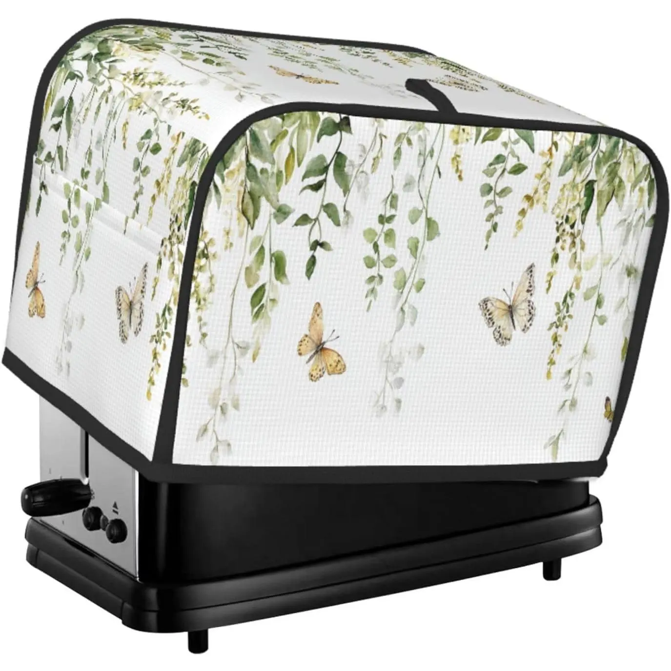 2 Slice Toaster Cover Butterfly Watercolor Botanical Leaf Dust Proof Washable Kitchen Appliance Cover with Pocket Oxford Fabric Countertop Toaster Protector for Standard Toasters Small Appliances