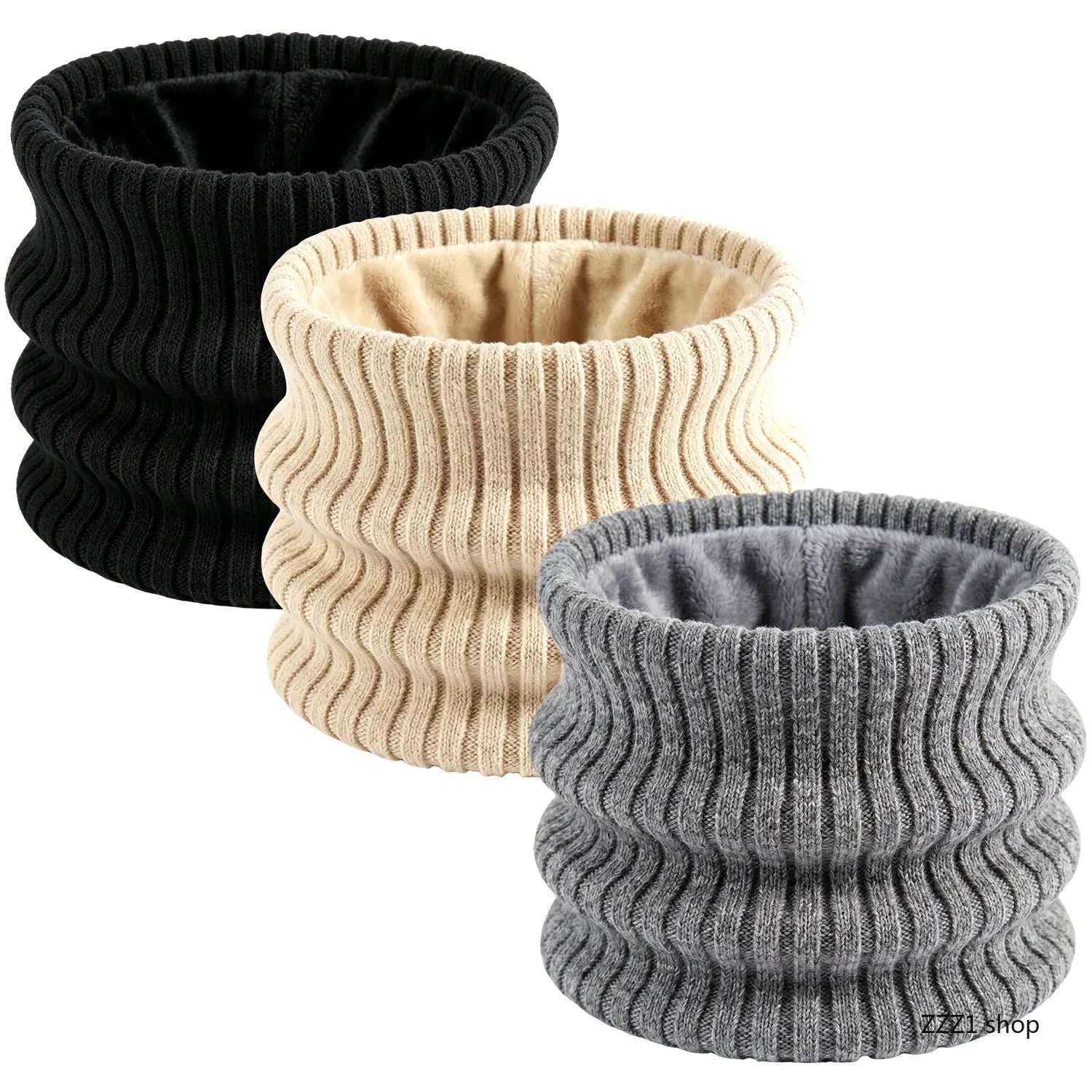 Unisex Adult Winter Knit Pattern Neck Warmer - Double-Layer, Fleece-Lined, Thick Windproof High-Neck Snood, Outdoor Wear Sporty Face Covers & Mask