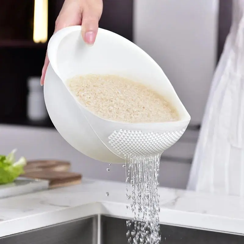 Plastic Sieve Colander Strainer - Multifunctional Kitchen Utensil with Drainage, Easy-to-Use Design, Suspension Feature for Daily Use Rice Washing, Fruit & Vegetable Draining