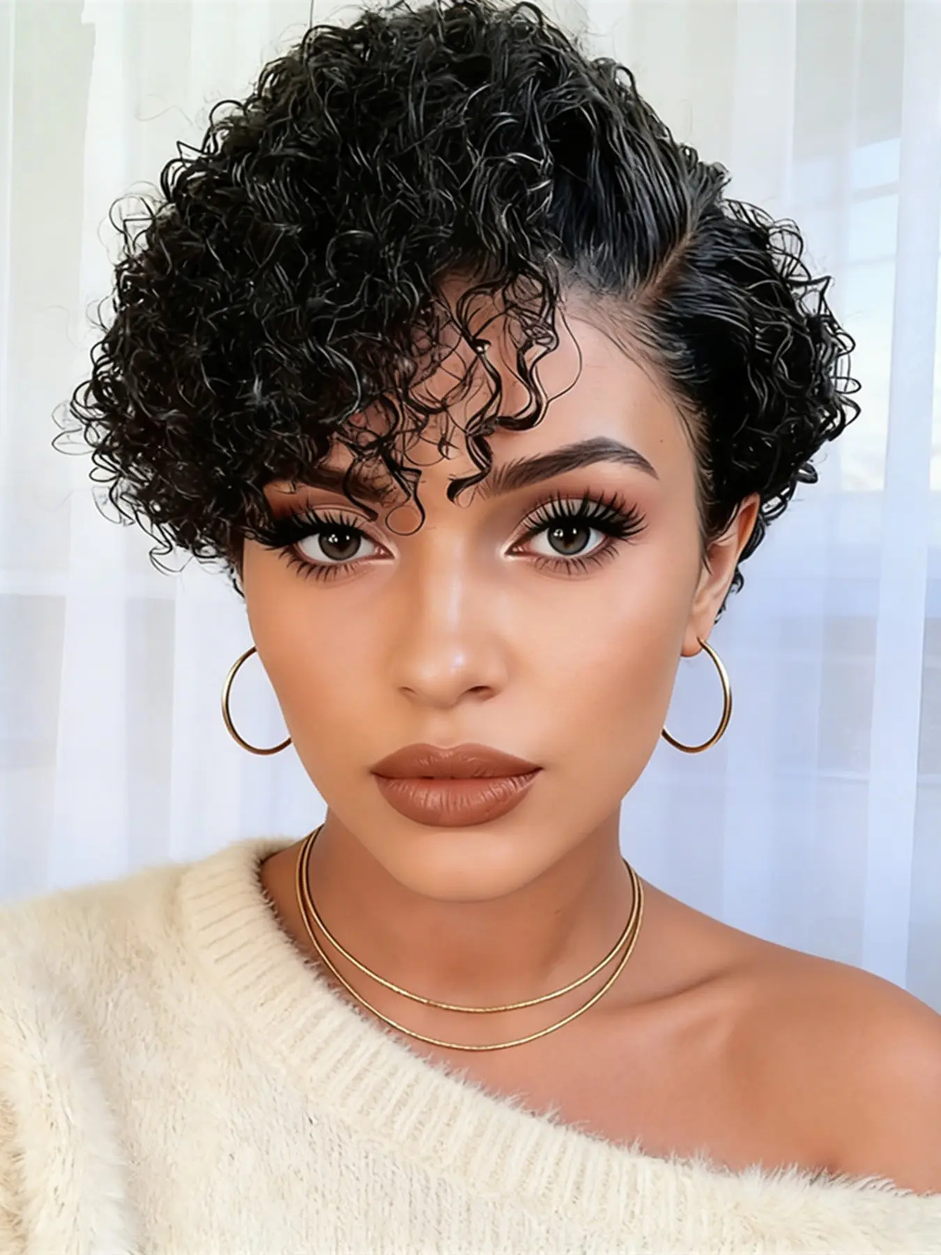 pixie cut short curly human hair wig for women pixie cut human hair wigs 13x4x1 T part lace curly natural black color daily party cosplay gift use holidays gift wig