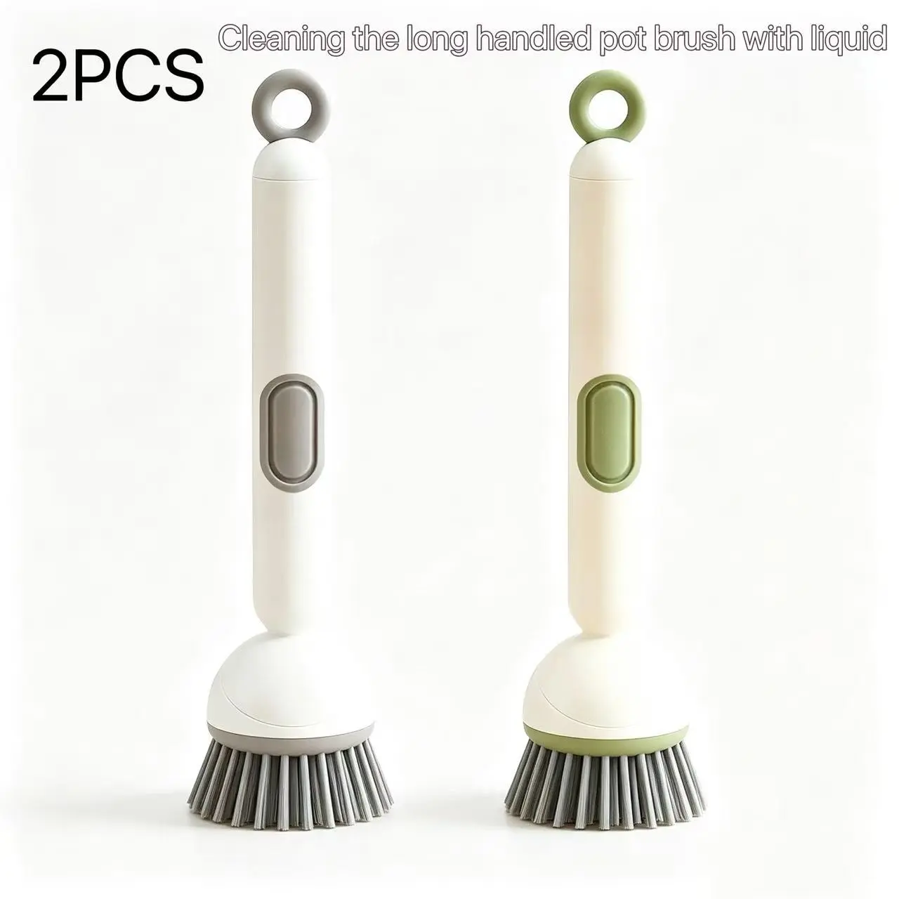 2pcs Long Handle Rotating Pot Brush, Non-Stick Oil Kitchen Cleaning Brush, Multi-Functional Cookware Cleaner, Home Essential Tool