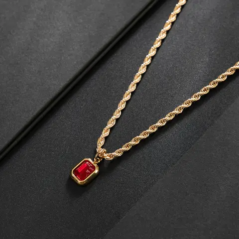 French Luxury Braided Chain Necklace, Vintage Finish, /blue Sapphire Pendant, Elegant Men's Jewelry, Birthday Gift for Brother, All-Season Accessory, Versatile Wear, Gift Ready