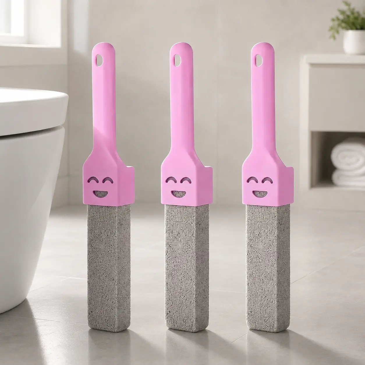 1/3 Pack Pumice Stone Toilet Cleaner with Long Handle – Heavy Duty Limescale & Hard Water Stain Remover – Efficiently Cleans Toilet Bowl Rings, Pool Tiles & Bathtubs – Multi-Purpose Deep Cleaning Supplies for Home Bathroom