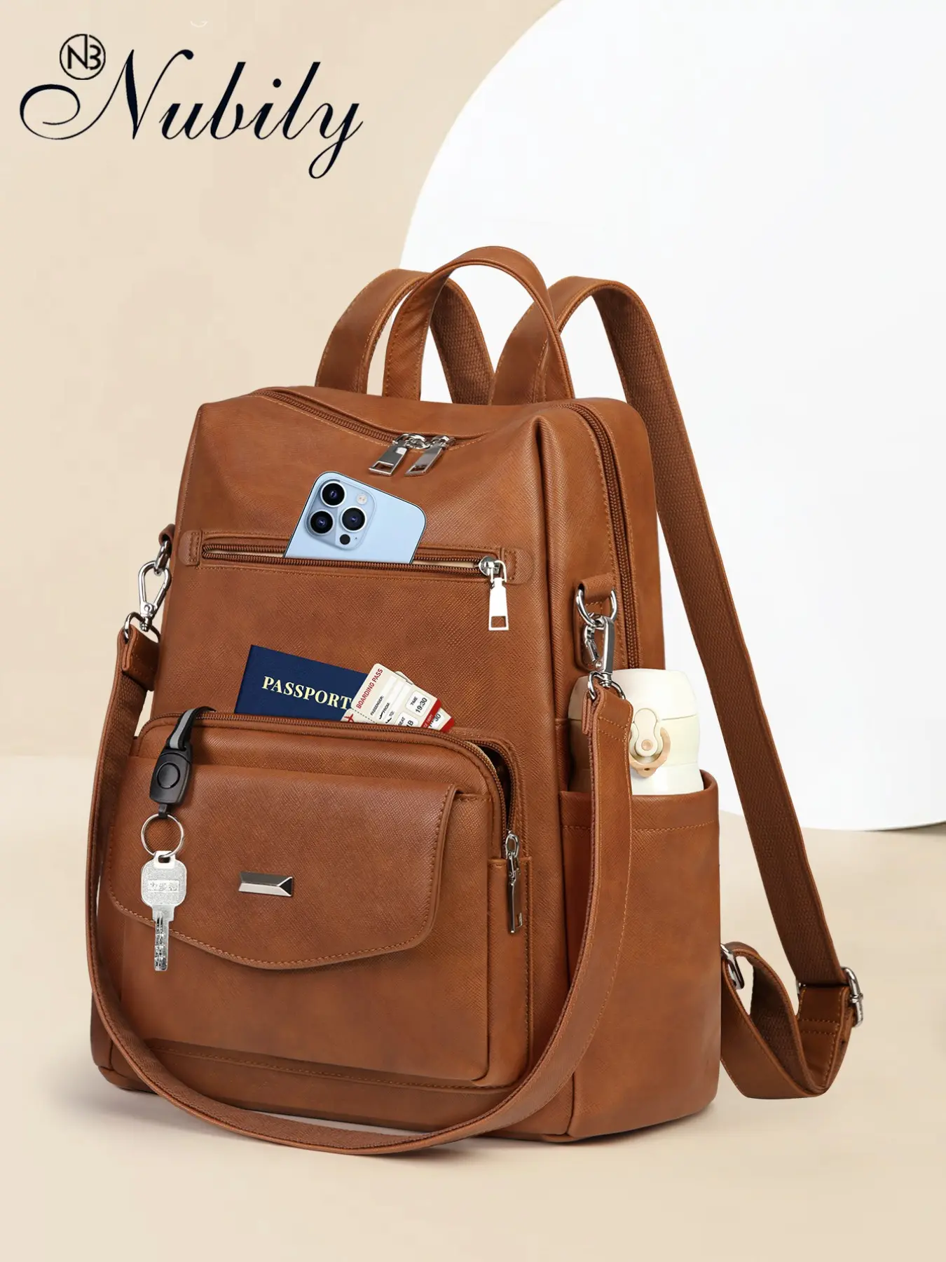 Convertible Backpack Purse for Women, Anti Theft PU Leather Handbag, Trendy Lightweight Shoulder Bag for Travel and School