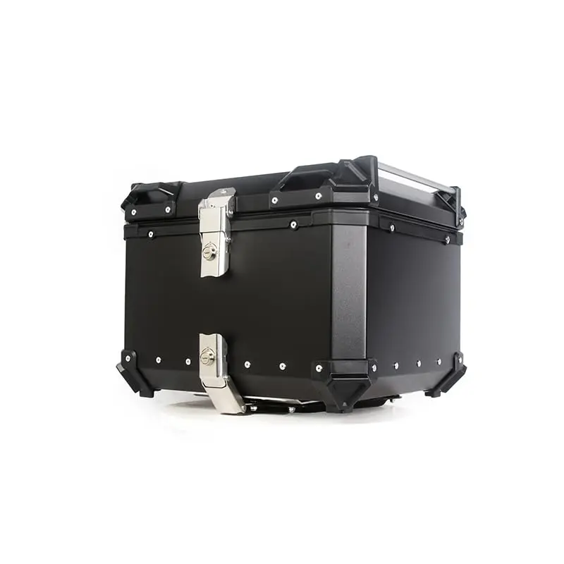 [Football Fan SeasonDeal] New Upgraded 55L Motorcycle Top Case, Universal Aluminum Rear Trunk, Lockable Waterproof Motorbike Tail Box with Reflective Strips, Flat Silver Luggage Storage Luggage rack