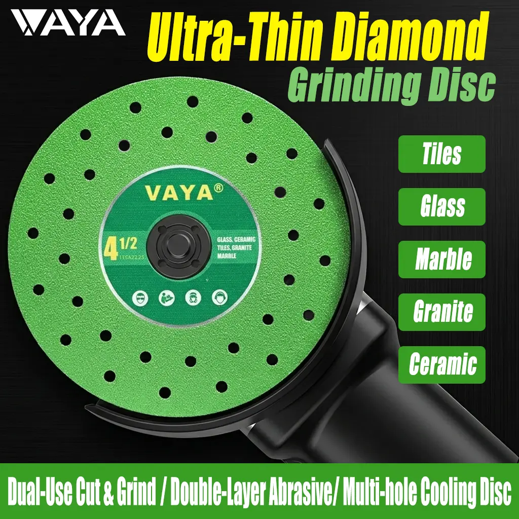 VAYA 4.5 inches (115mm) Ultra Thin Diamond Blade, 1.2mm Ultra-Thin Substrate Vacuum Bonded Multi-Pore Grinding Disc Wheel for Ceramic Tile, Marble, Angle Grinder Power Tool Accessory with Heat Dissipation