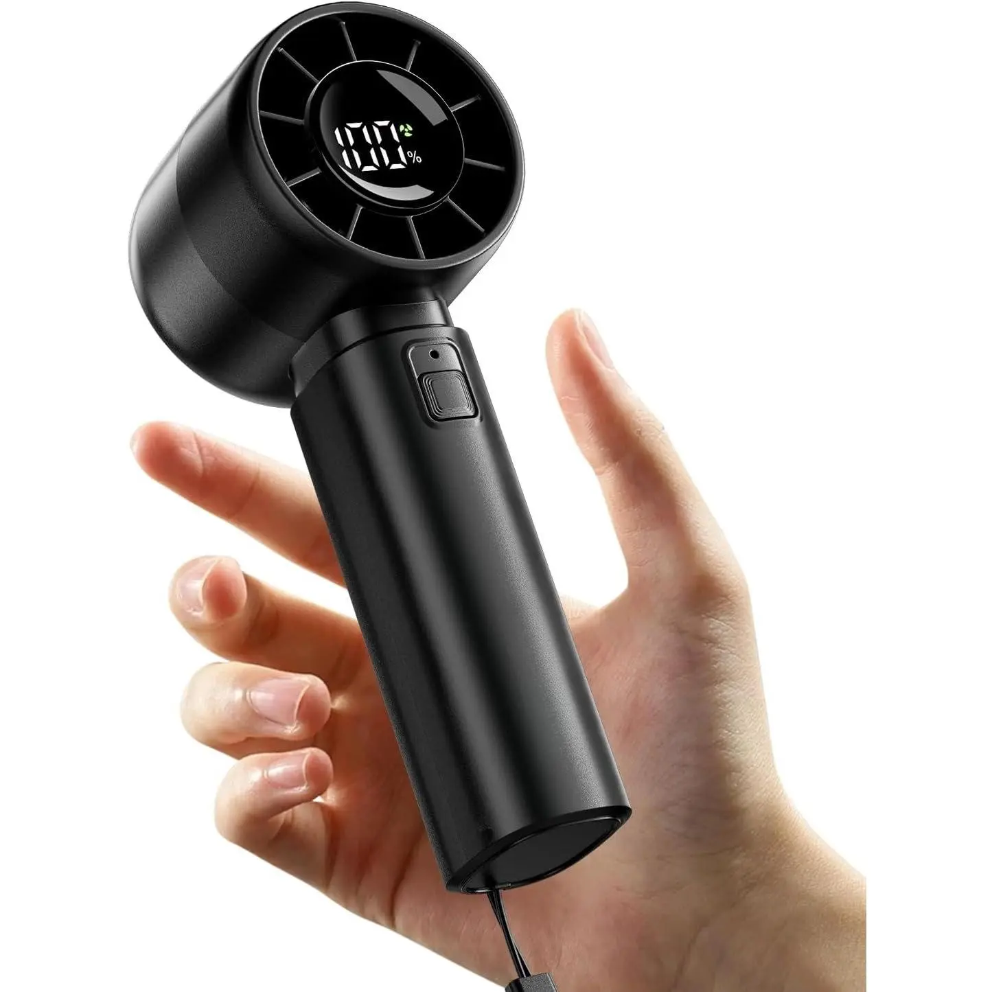 Portable Handheld Turbo Fan,5 Speeds High Speed Personal Fan With Digital Display,4000mAh Rechargeable Small Fans Max 12Hrs Cooling Fans For Outdoor, Travel Essentials