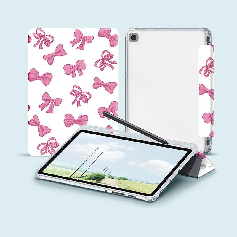 Bowknot Pattern Tablet Case with Pen Slot, 1 Count Auto Sleep/Wake Tablet Protective Cover, Tablet Accessories Compatible with iPad Samsung Galaxy Huawei Matepad Lenovo Tab Xiaomi Pad